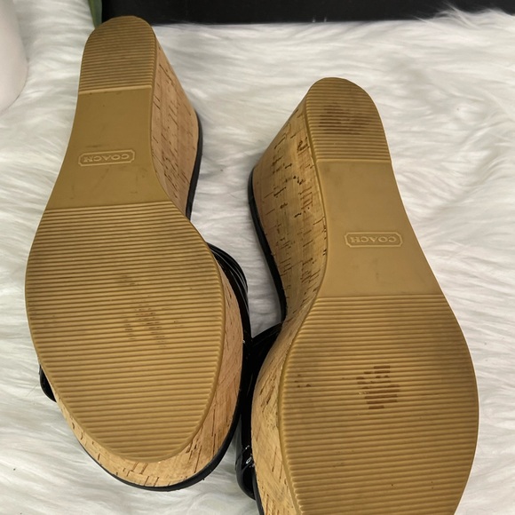 Coach Judith Cork Wedges. Patent Leather size 8.5 EUC - Picture 4 of 6